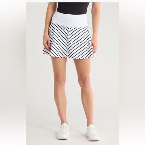 YOGALICIOUS‎ Lux Stripe Match Point Skort striped tennis golf skirt large NWT